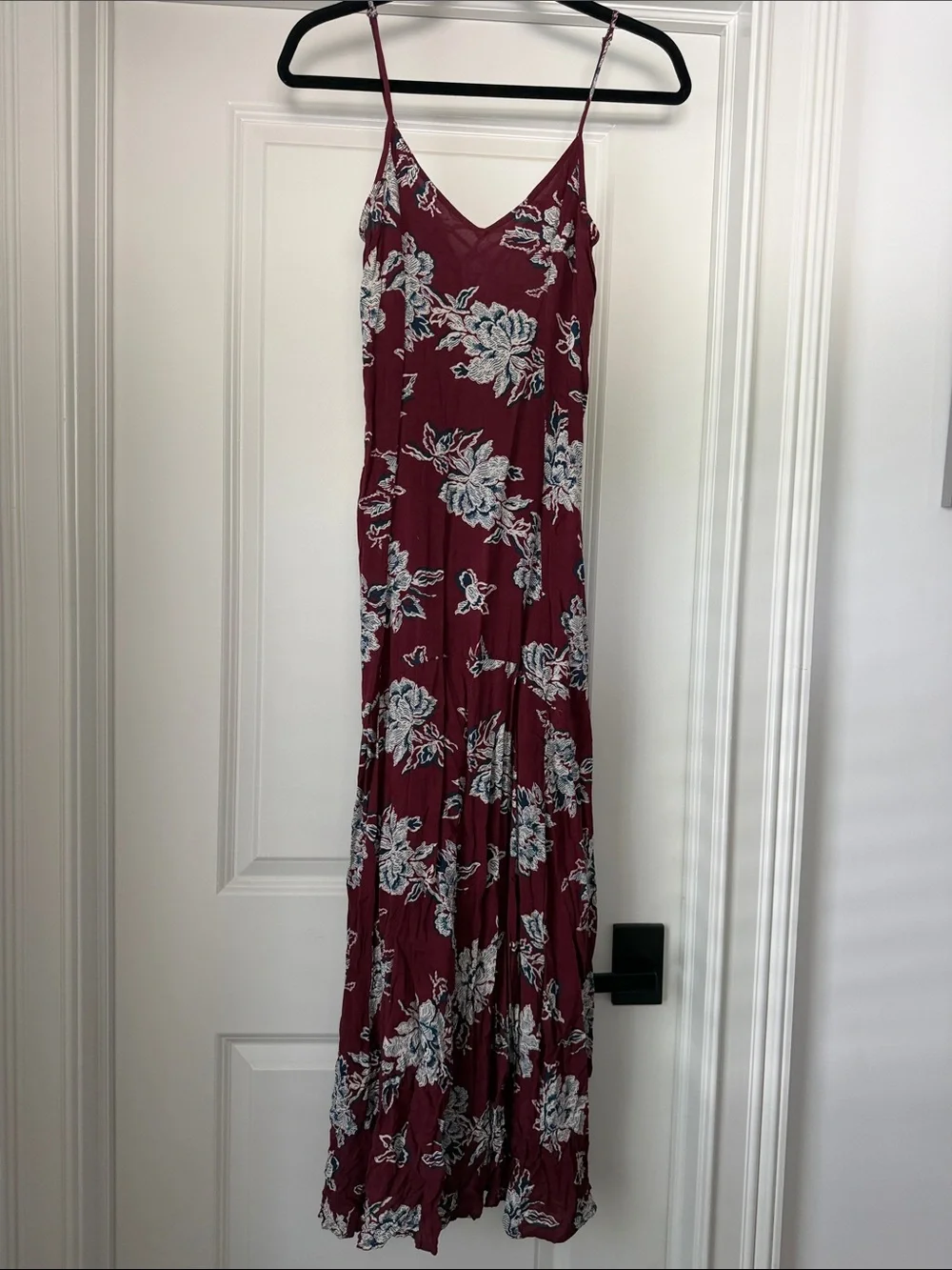 Abercrombie & Fitch Burgundy Floral Slip Maxi Dress